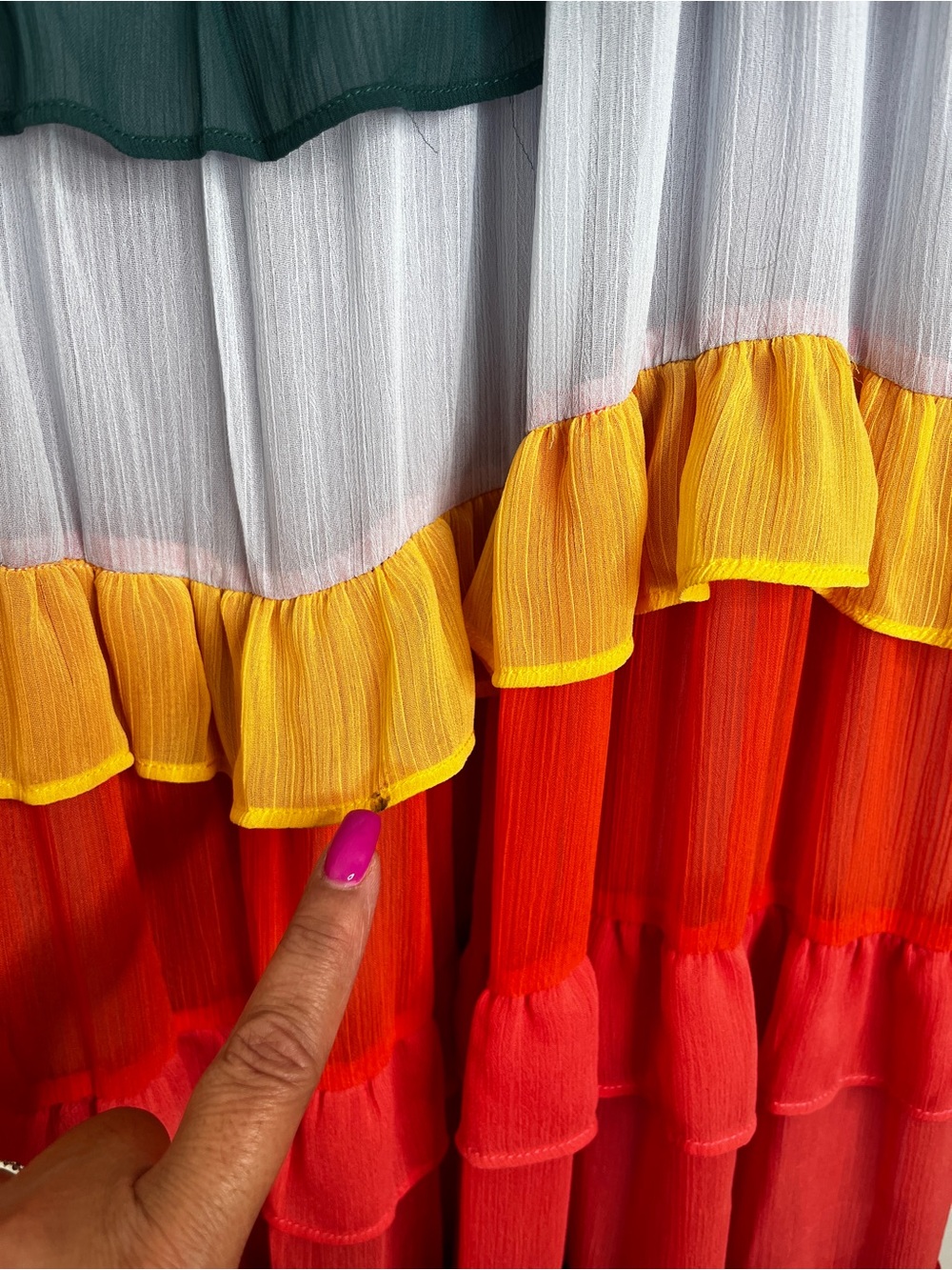 NWT STORIA Rainbow Ruffled Tiered Midi Dress Fairy Goddess Colorful L Whimsical - Picture 5 of 15